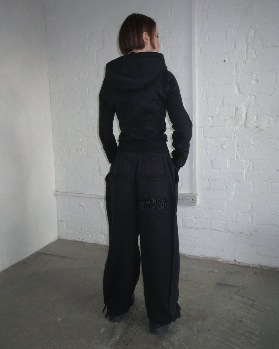 GHOST EMBROIDERED OVERSIZED SWEATPANTS BLACK