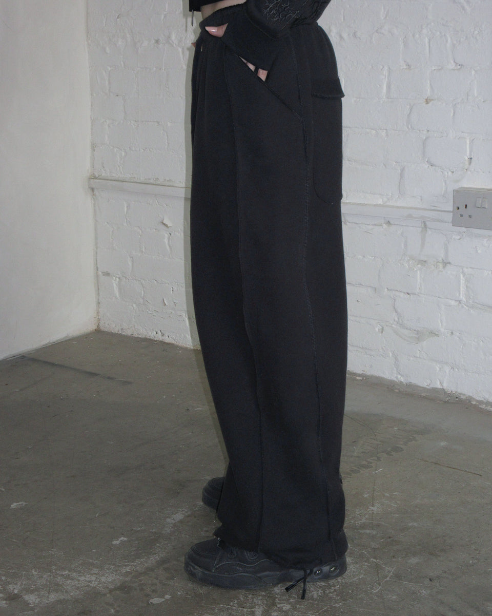 GHOST EMBROIDERED OVERSIZED SWEATPANTS BLACK