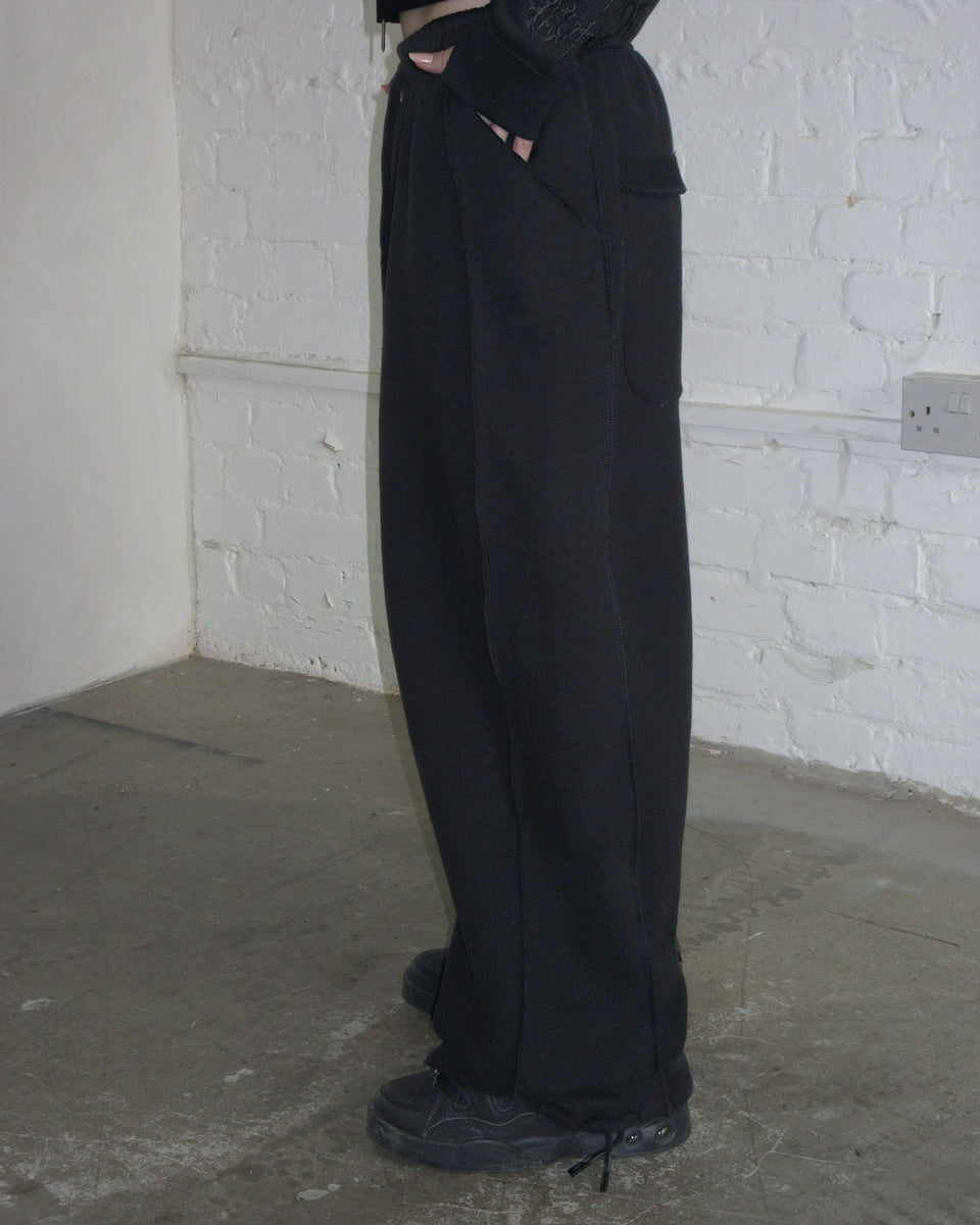 GHOST EMBROIDERED OVERSIZED SWEATPANTS BLACK