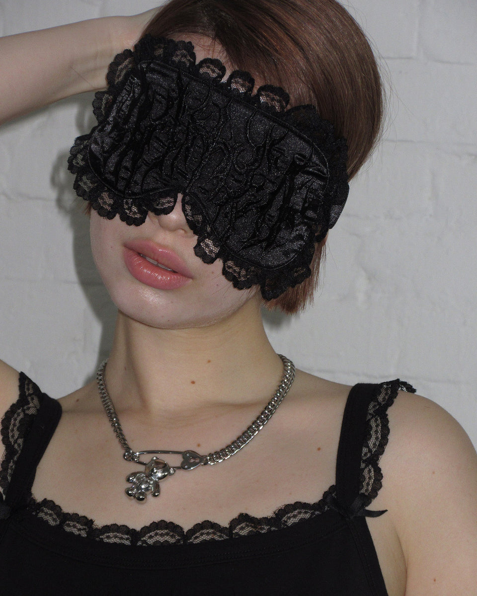 GHOST EMBROIDERED SLEEP MASK BLACK
