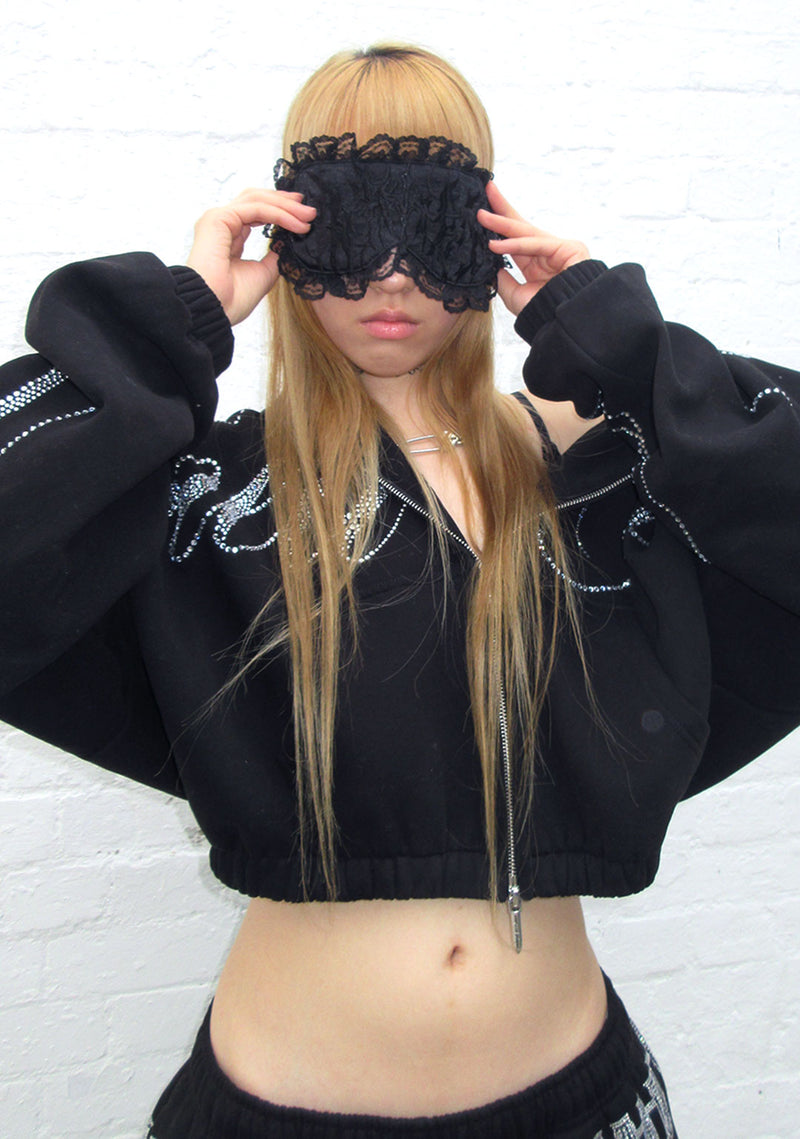 GHOST EMBROIDERED SLEEP MASK BLACK