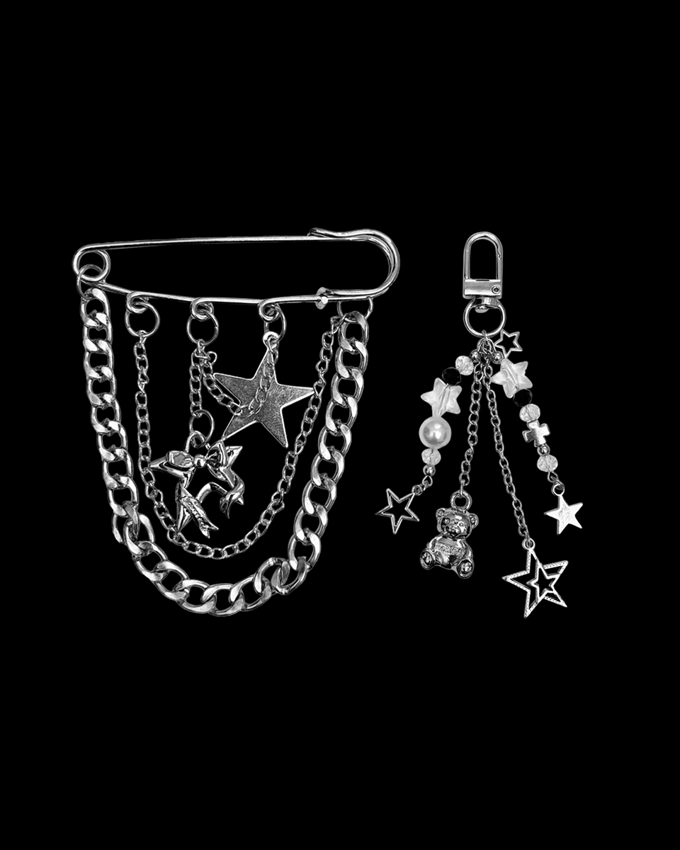 GLITCH CHARM CARABINER PIN SET SILVER