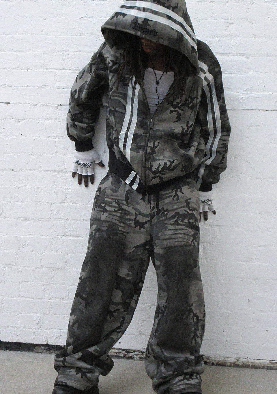 GRIME OVERSIZED SWEATPANTS GREY CAMO