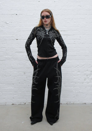 HAUNT STUDDED OVERSIZED SWEATPANTS BLACK