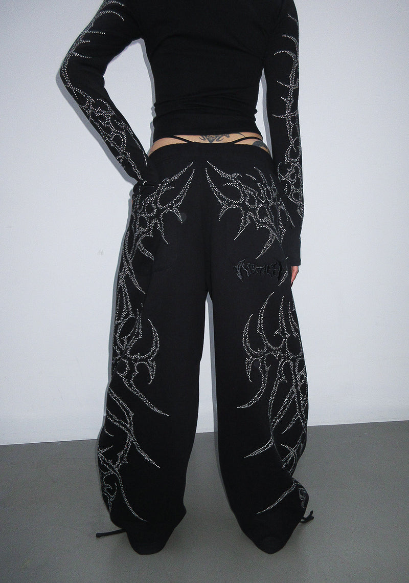 HAUNT STUDDED OVERSIZED SWEATPANTS BLACK