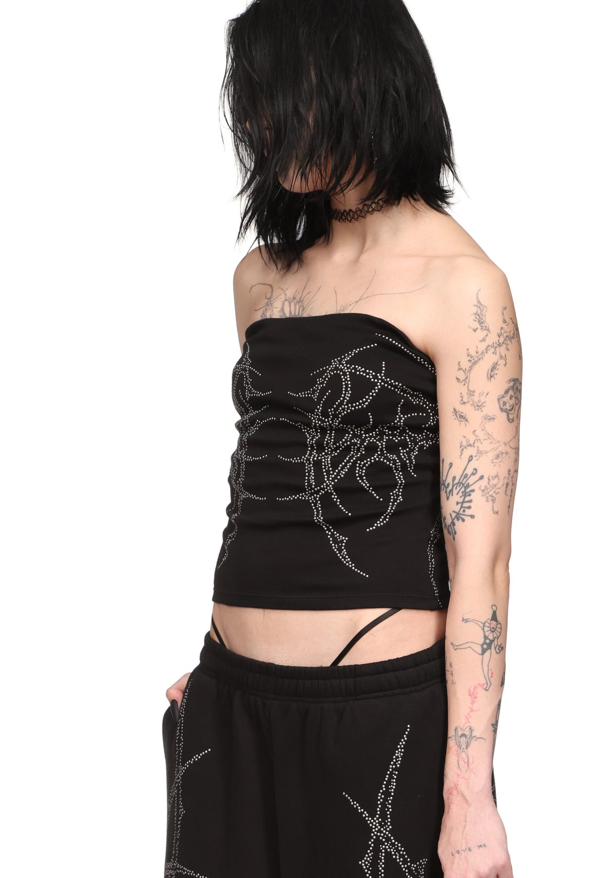 HAUNT STUDDED TUBE TOP BLACK