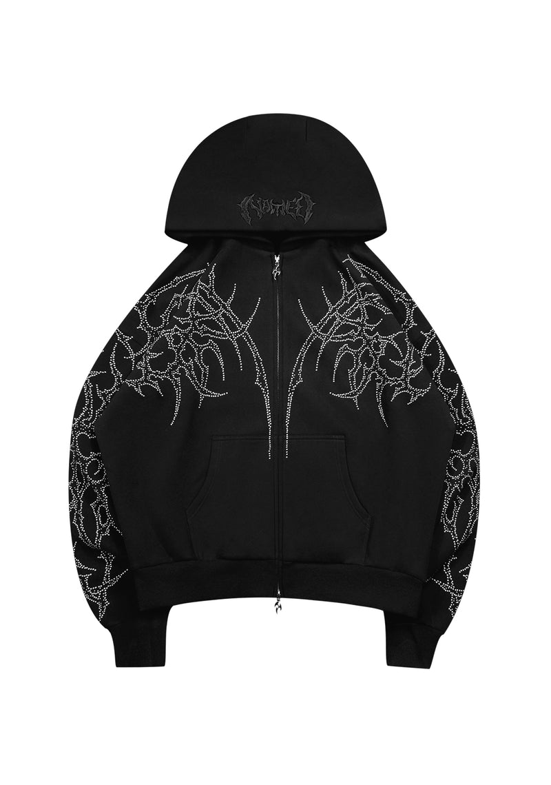 HAUNT STUDDED ZIP HOODIE BLACK