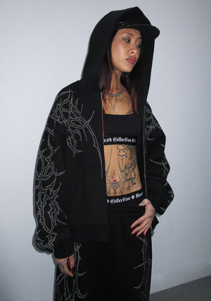HAUNT STUDDED ZIP HOODIE BLACK