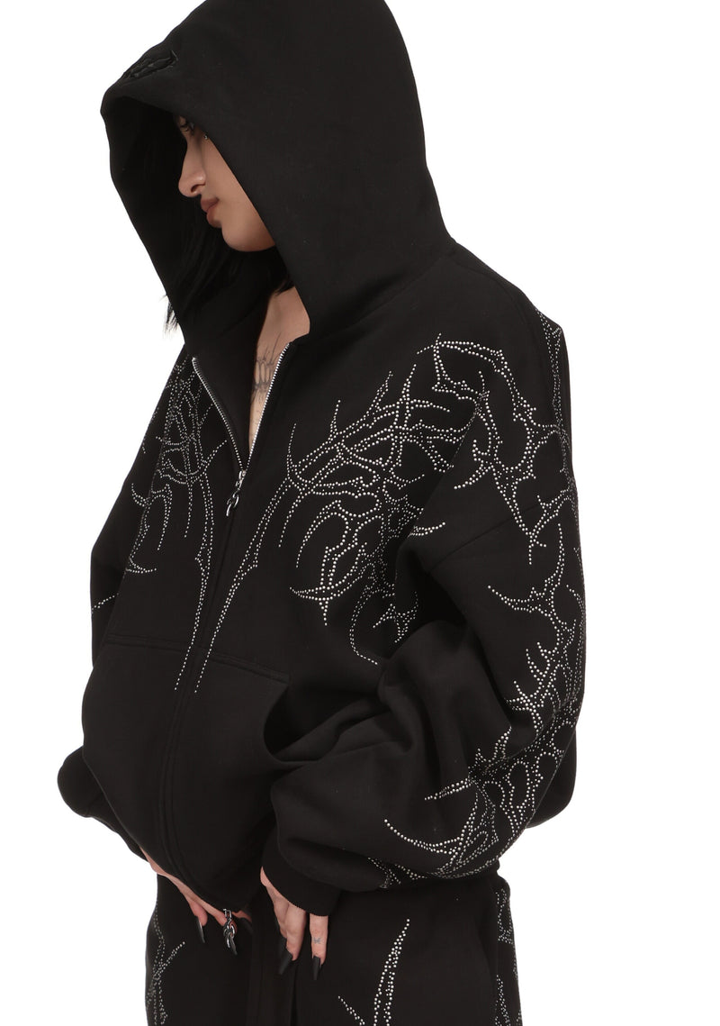 HAUNT STUDDED ZIP HOODIE BLACK