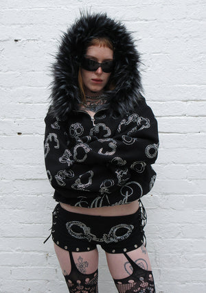 HEIST RHINESTONE CUFF MICRO HOTPANT SHORTS BLACK