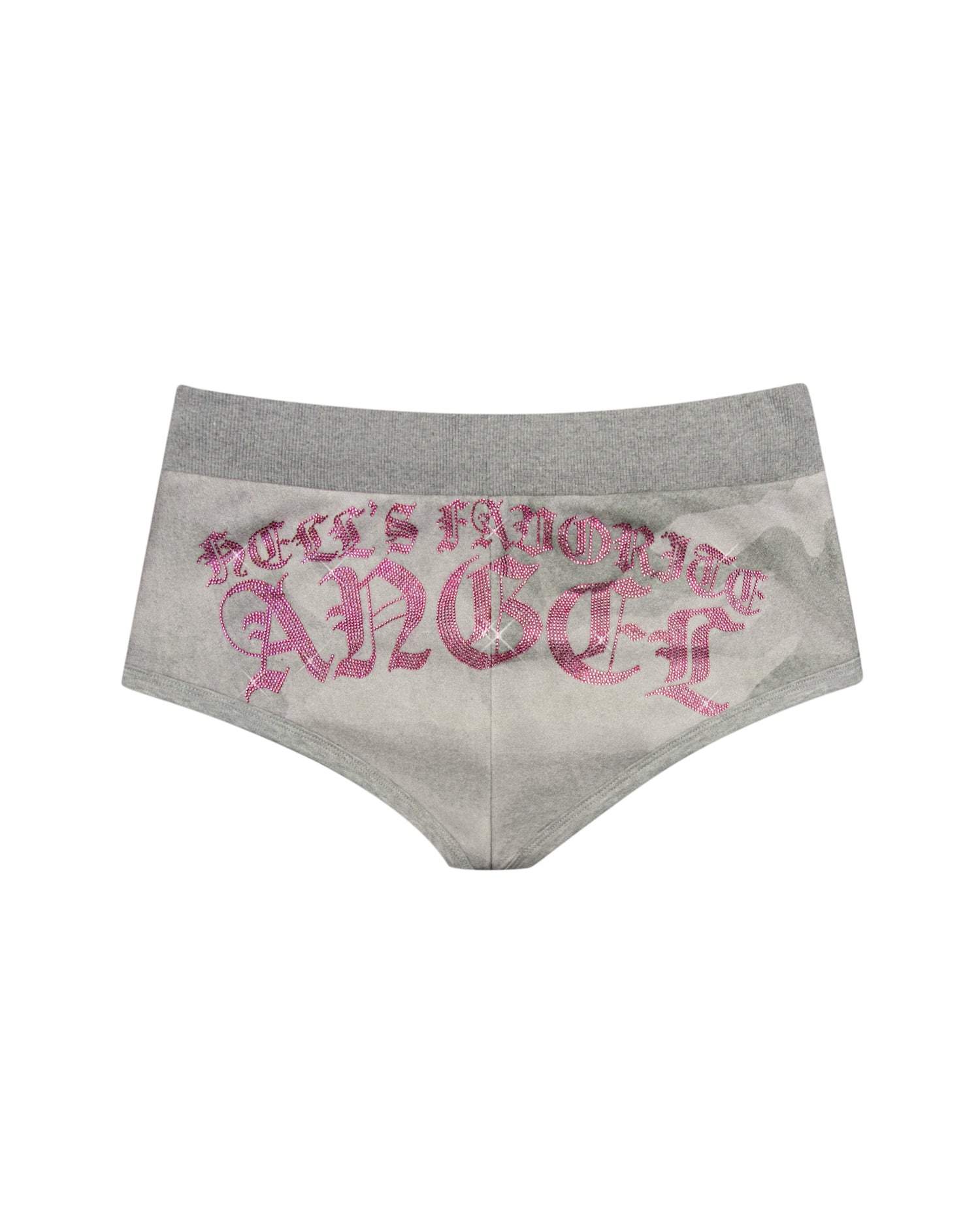 HELL'S FAVORITE RHINESTONE MICRO RACER SHORTS CAMO