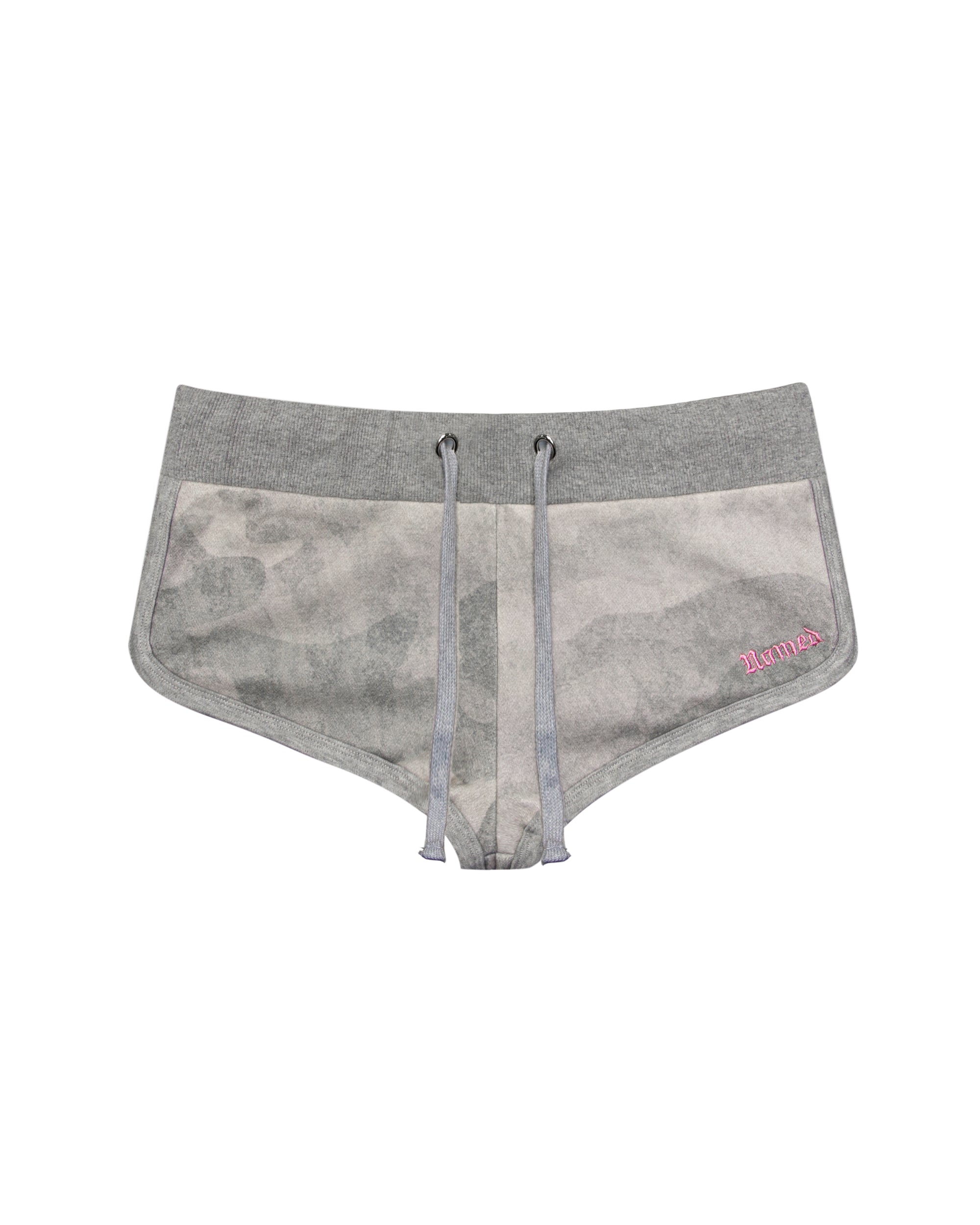 HELL'S FAVORITE RHINESTONE MICRO RACER SHORTS CAMO