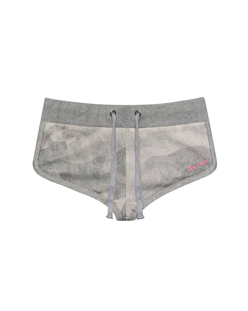 HELL'S FAVORITE RHINESTONE MICRO RACER SHORTS CAMO