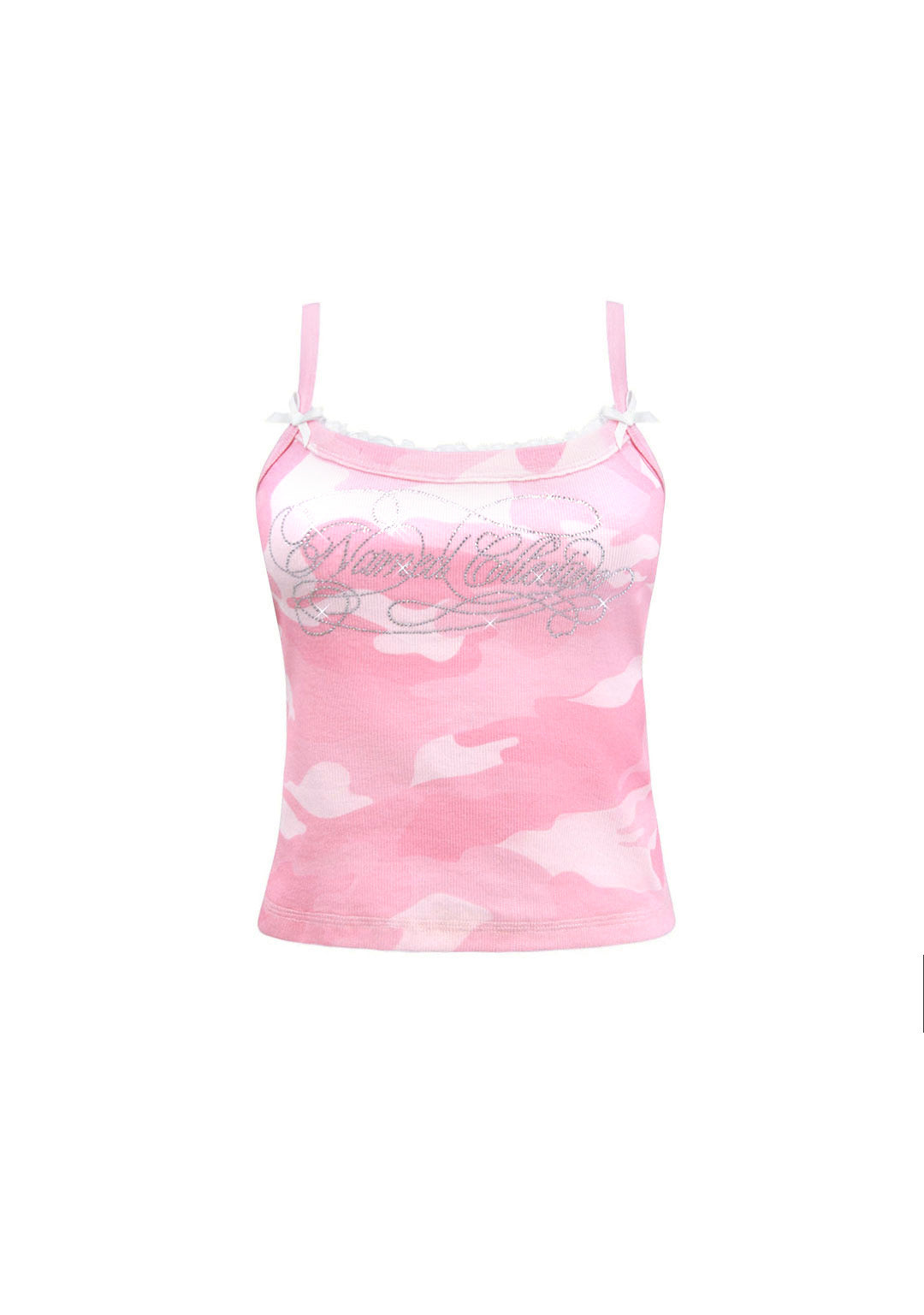 HUSH MESH BACK FITTED CAMI TOP PINK CAMO