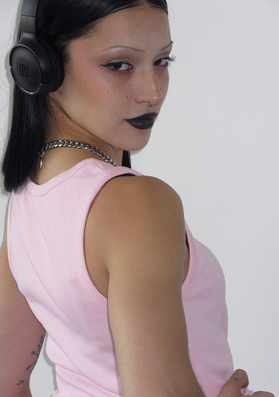 I <3 NAMED EMBROIDERED RIBBED TANK BABY PINK