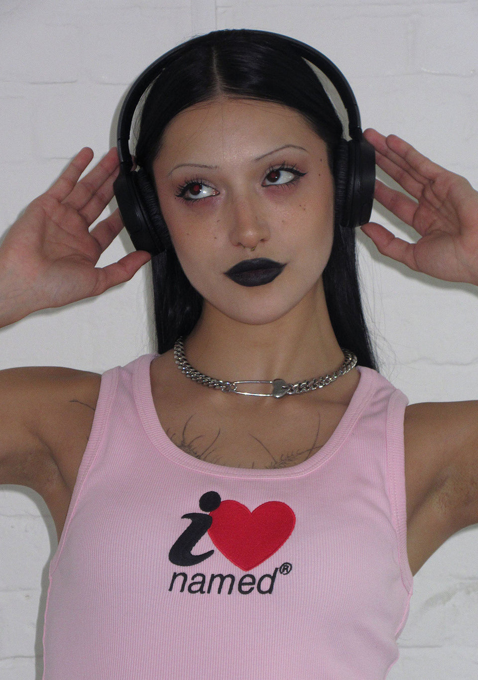 I <3 NAMED EMBROIDERED RIBBED TANK BABY PINK