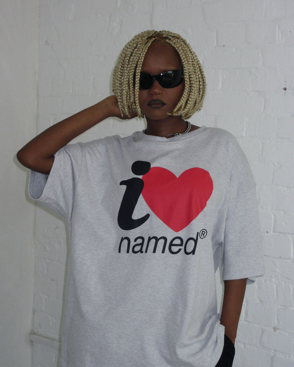 I <3 NAMED OVERSIZED TEE GREY MARL