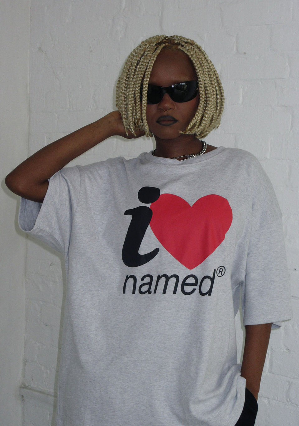 I <3 NAMED OVERSIZED TEE GREY MARL