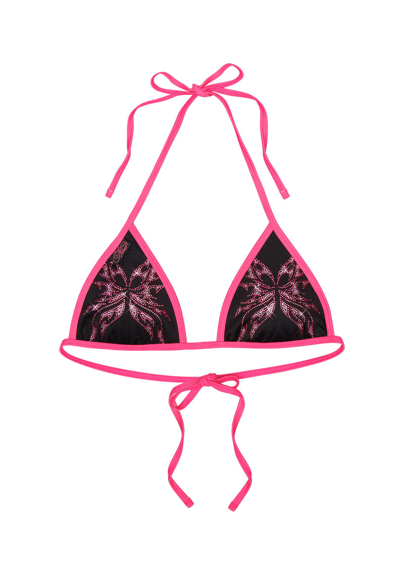IDOL RHINESTONE TRIANGLE BIKINI TOP BLACK