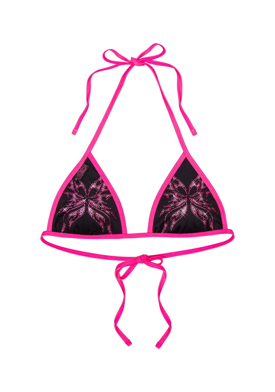 IDOL RHINESTONE TRIANGLE BIKINI TOP BLACK