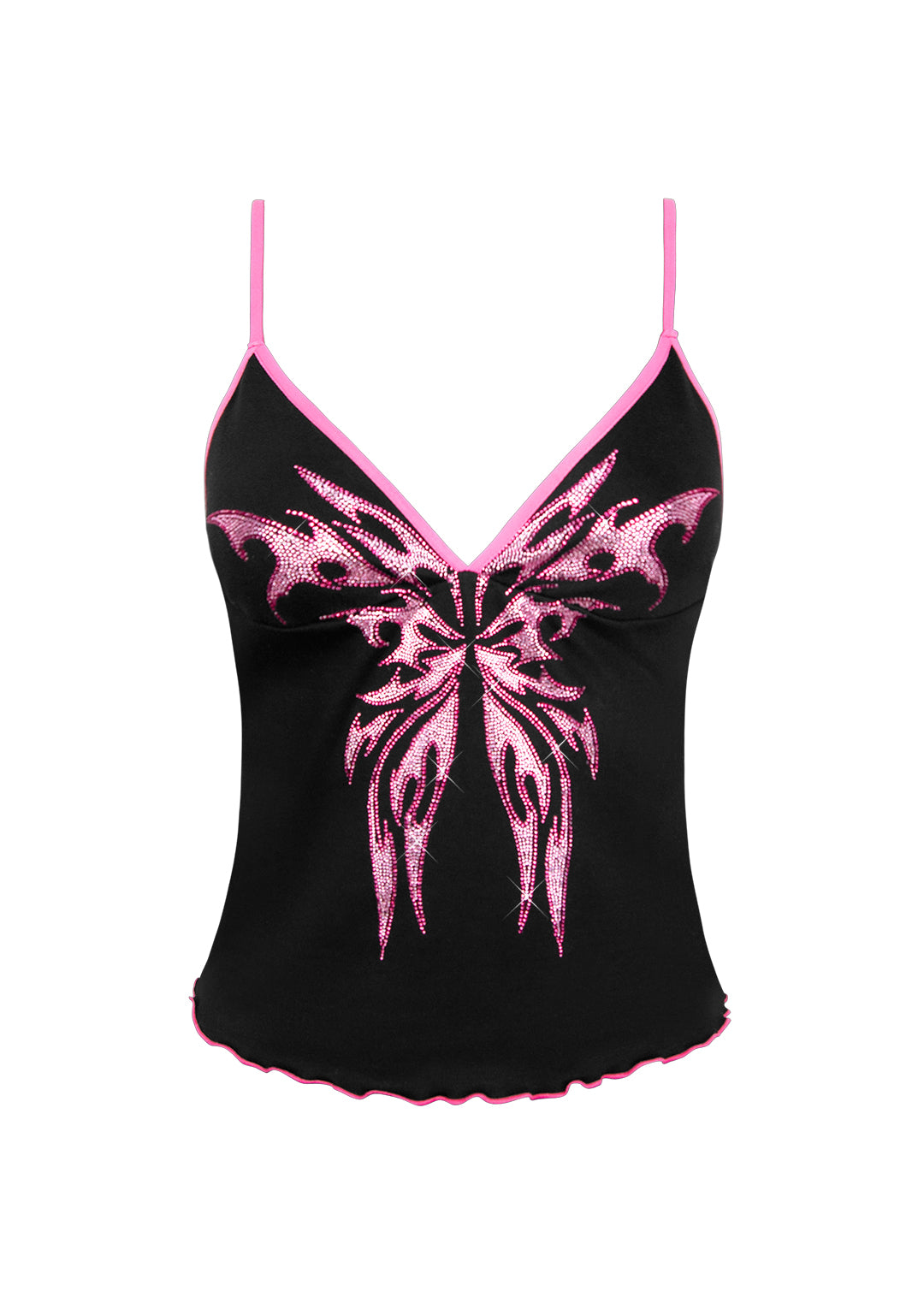 IDOL RHINESTONE FITTED CAMI TOP BLACK