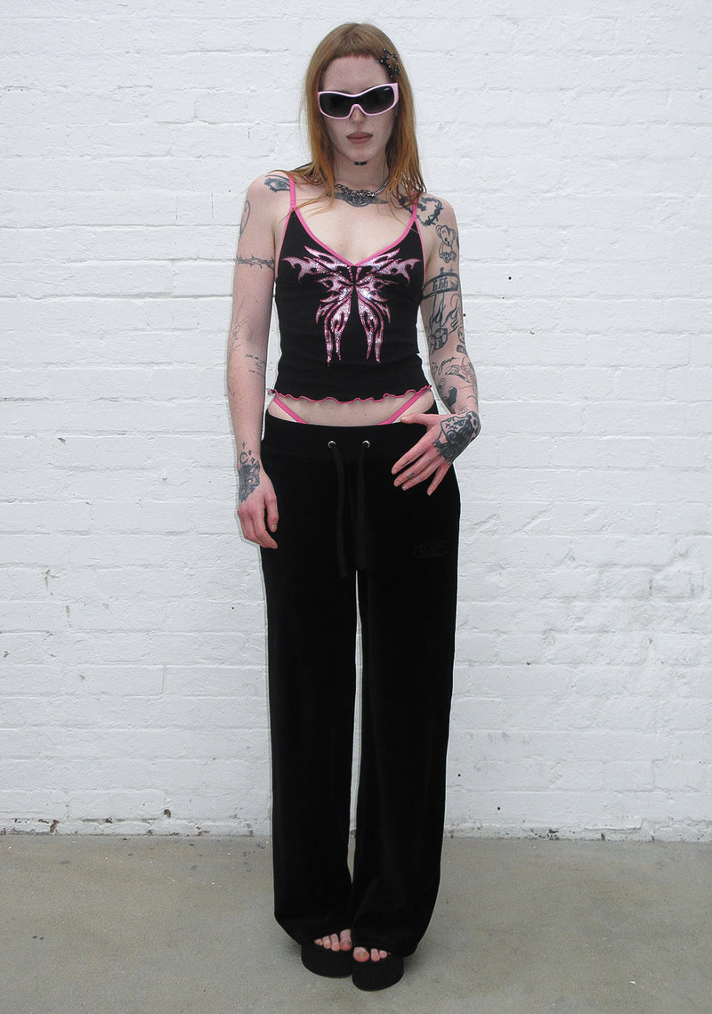 IDOL RHINESTONE FITTED CAMI TOP BLACK