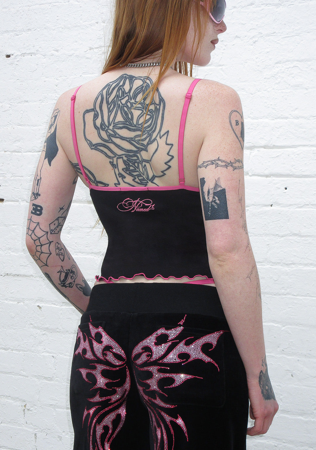 IDOL RHINESTONE FITTED CAMI TOP BLACK