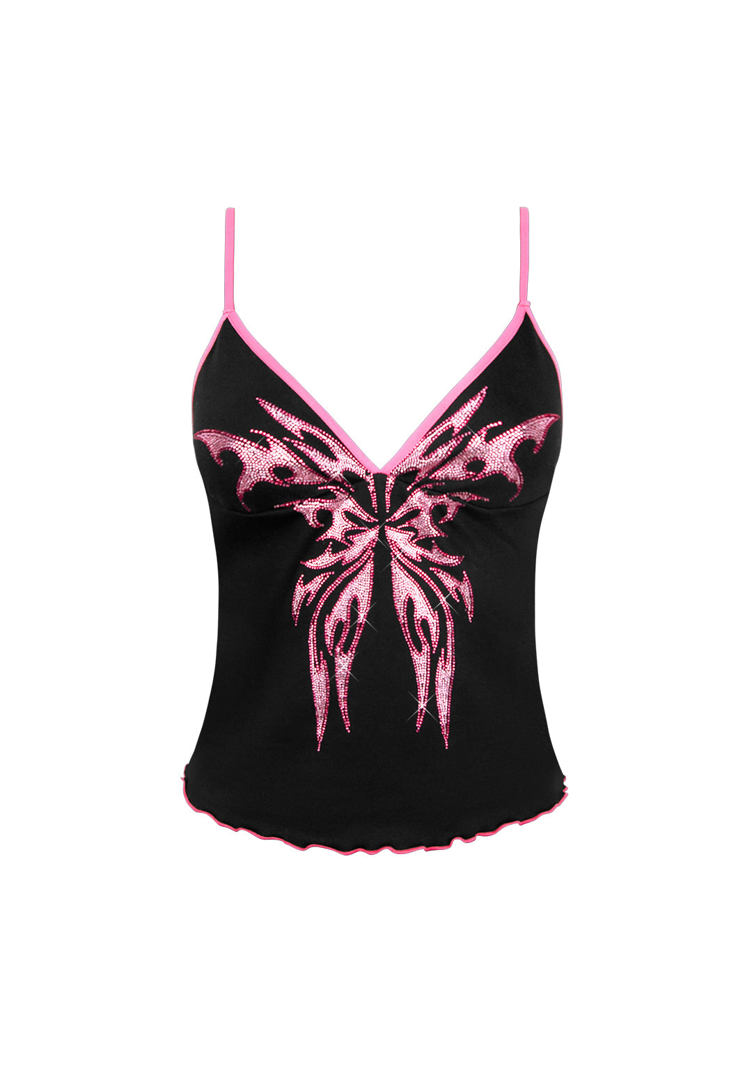 IDOL RHINESTONE FITTED CAMI TOP BLACK