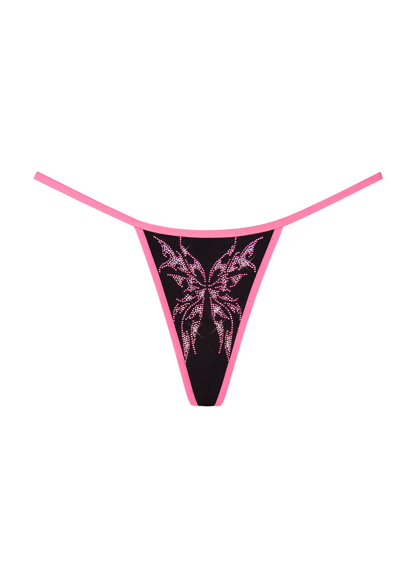 IDOL RHINESTONE THONG BLACK