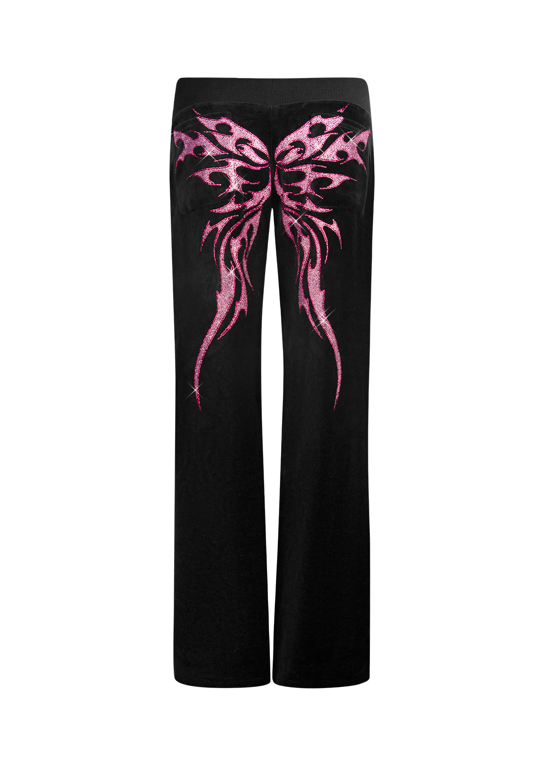 IDOL RHINESTONE VELOUR SWEATPANTS BLACK
