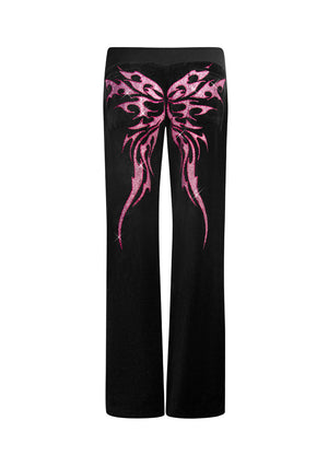 IDOL RHINESTONE VELOUR SWEATPANTS BLACK