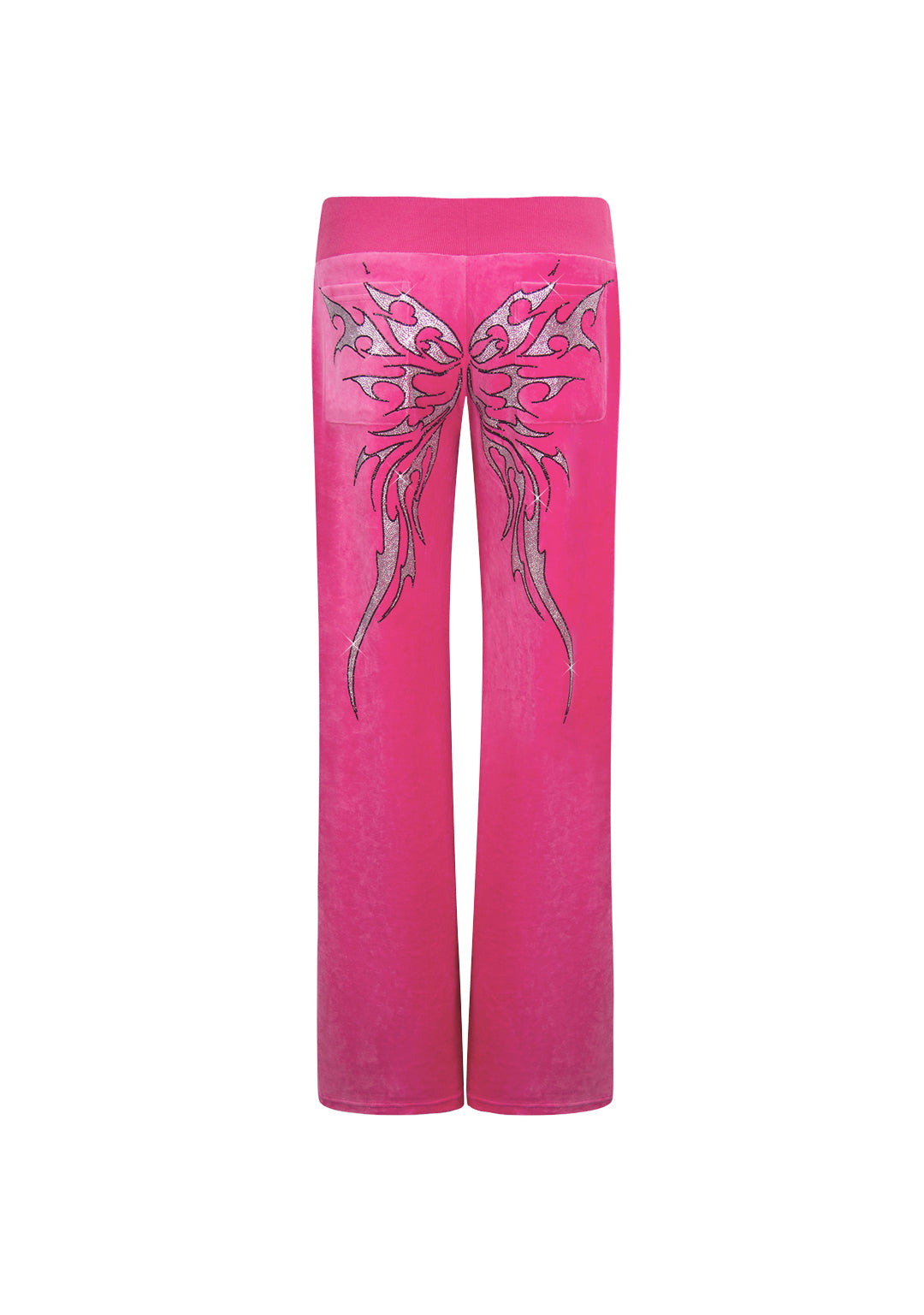 IDOL RHINESTONE VELOUR SWEATPANTS HOT PINK