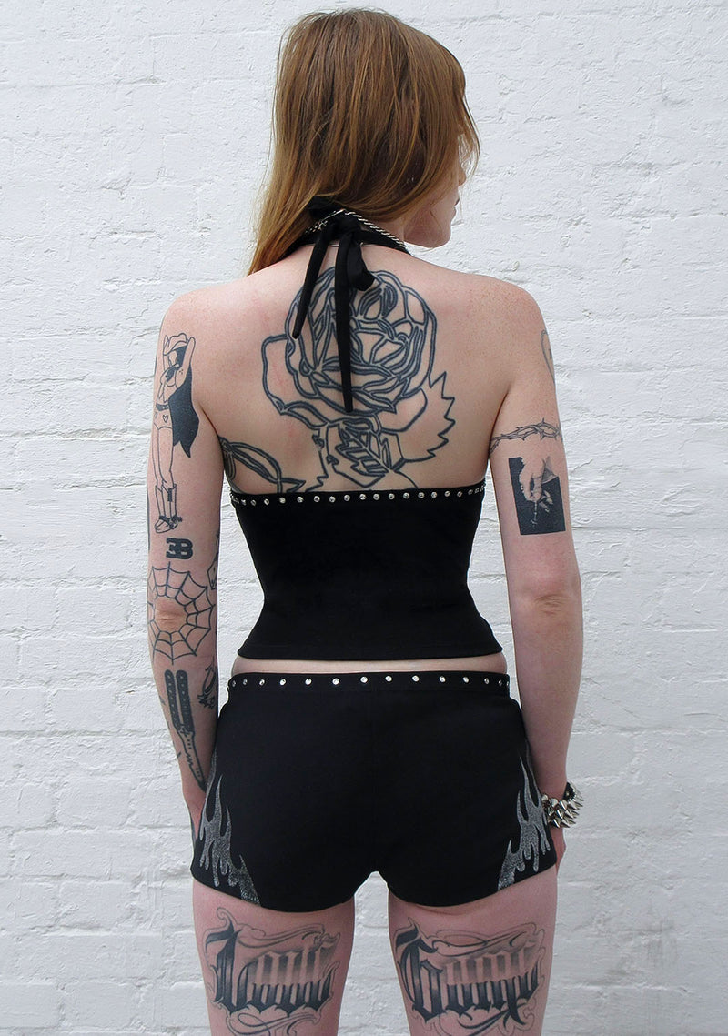 IGNITE RHINESTONE MICRO HOTPANT SHORTS BLACK