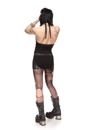 IGNITE RHINESTONE MICRO HOTPANT SHORTS BLACK