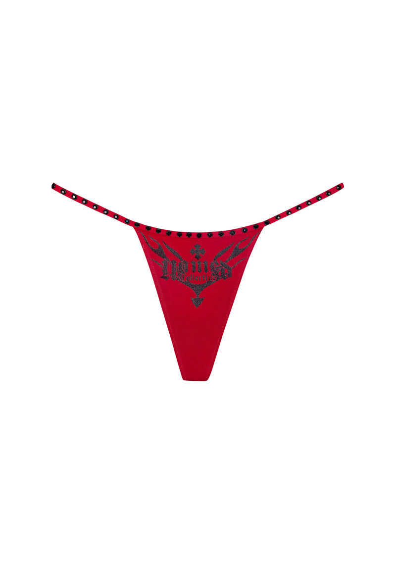 IGNITE RHINESTONE THONG RED