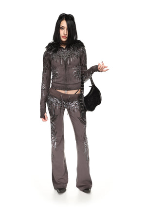 INFATUATION RHINESTONE BOOTCUT SWEATPANTS DEEP GREY