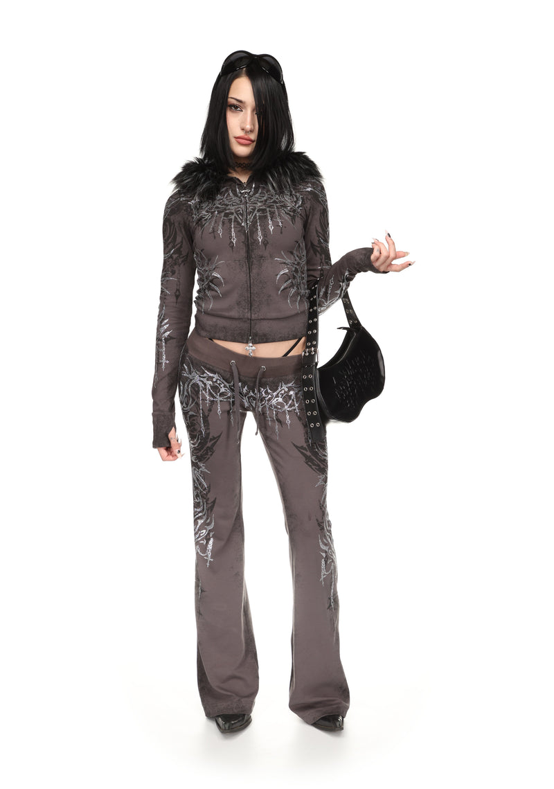 INFATUATION RHINESTONE BOOTCUT SWEATPANTS DEEP GREY