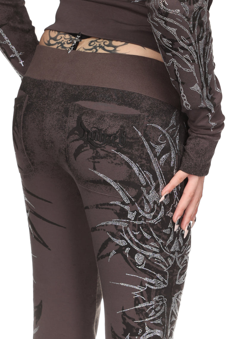 INFATUATION RHINESTONE BOOTCUT SWEATPANTS DEEP GREY