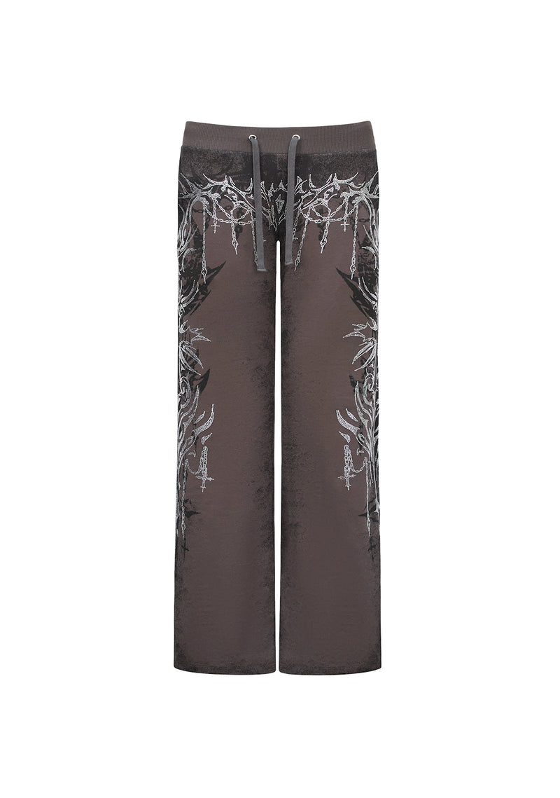 INFATUATION RHINESTONE BOOTCUT SWEATPANTS DEEP GREY