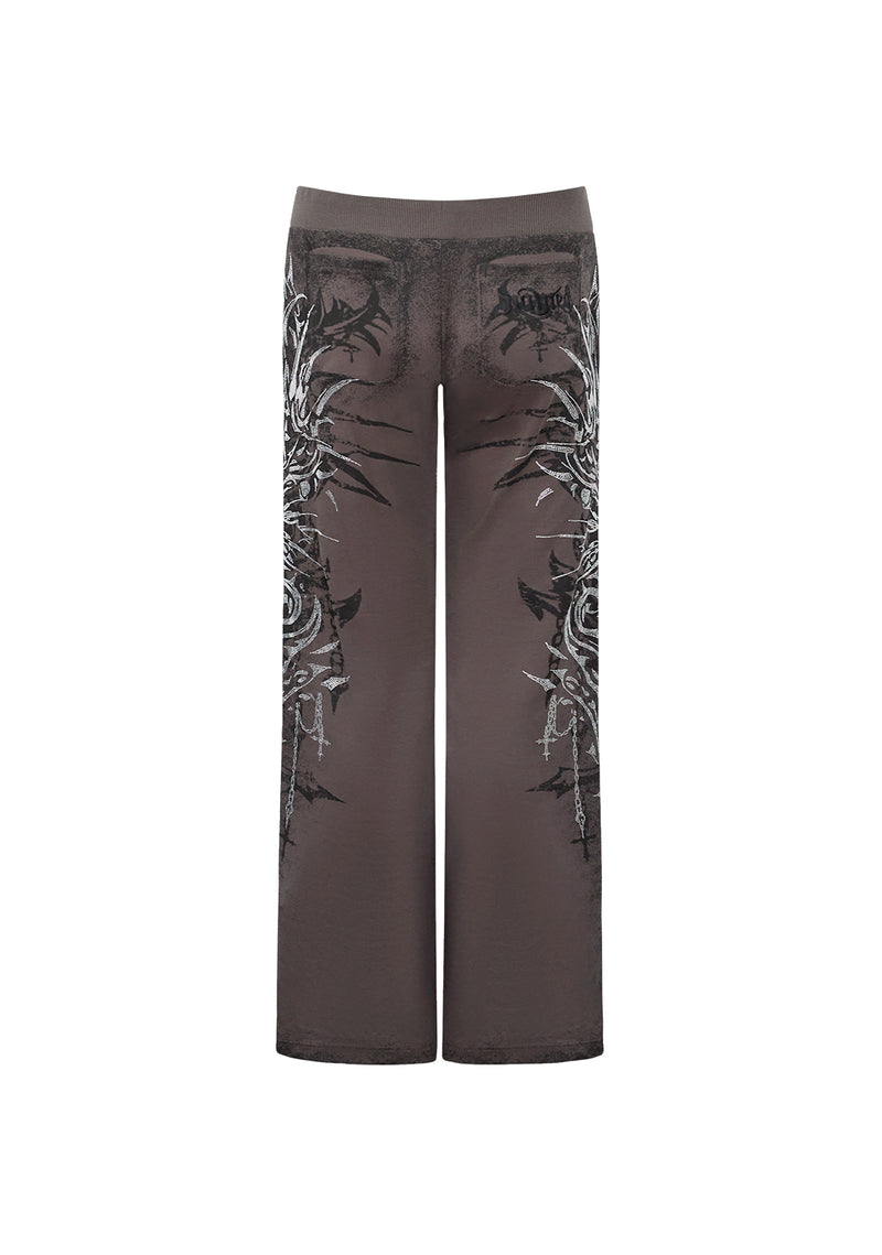 INFATUATION RHINESTONE BOOTCUT SWEATPANTS DEEP GREY
