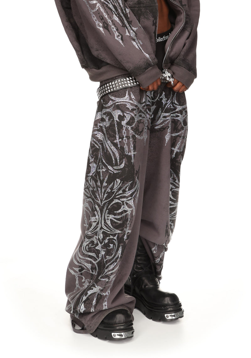 INFATUATION RHINESTONE OVERSIZED SWEATPANTS DEEP GREY