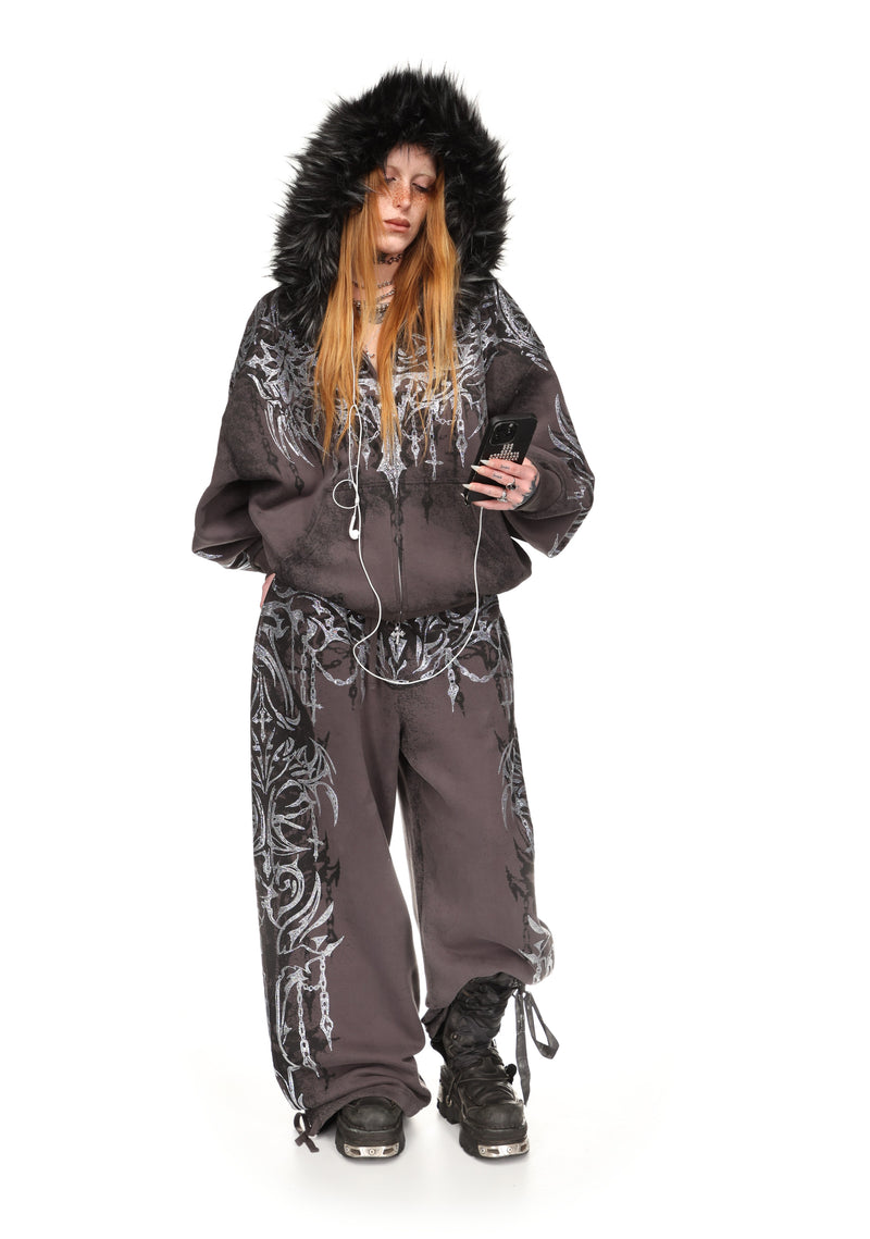 INFATUATION RHINESTONE OVERSIZED SWEATPANTS DEEP GREY