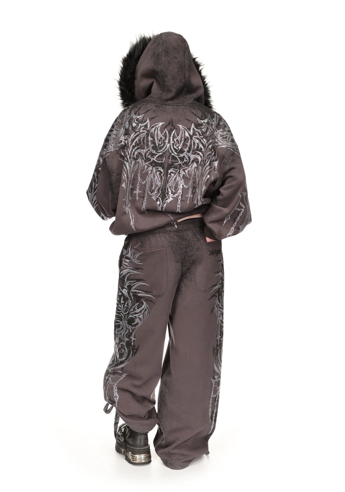 INFATUATION RHINESTONE OVERSIZED SWEATPANTS DEEP GREY