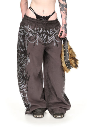 INFATUATION RHINESTONE OVERSIZED SWEATPANTS DEEP GREY