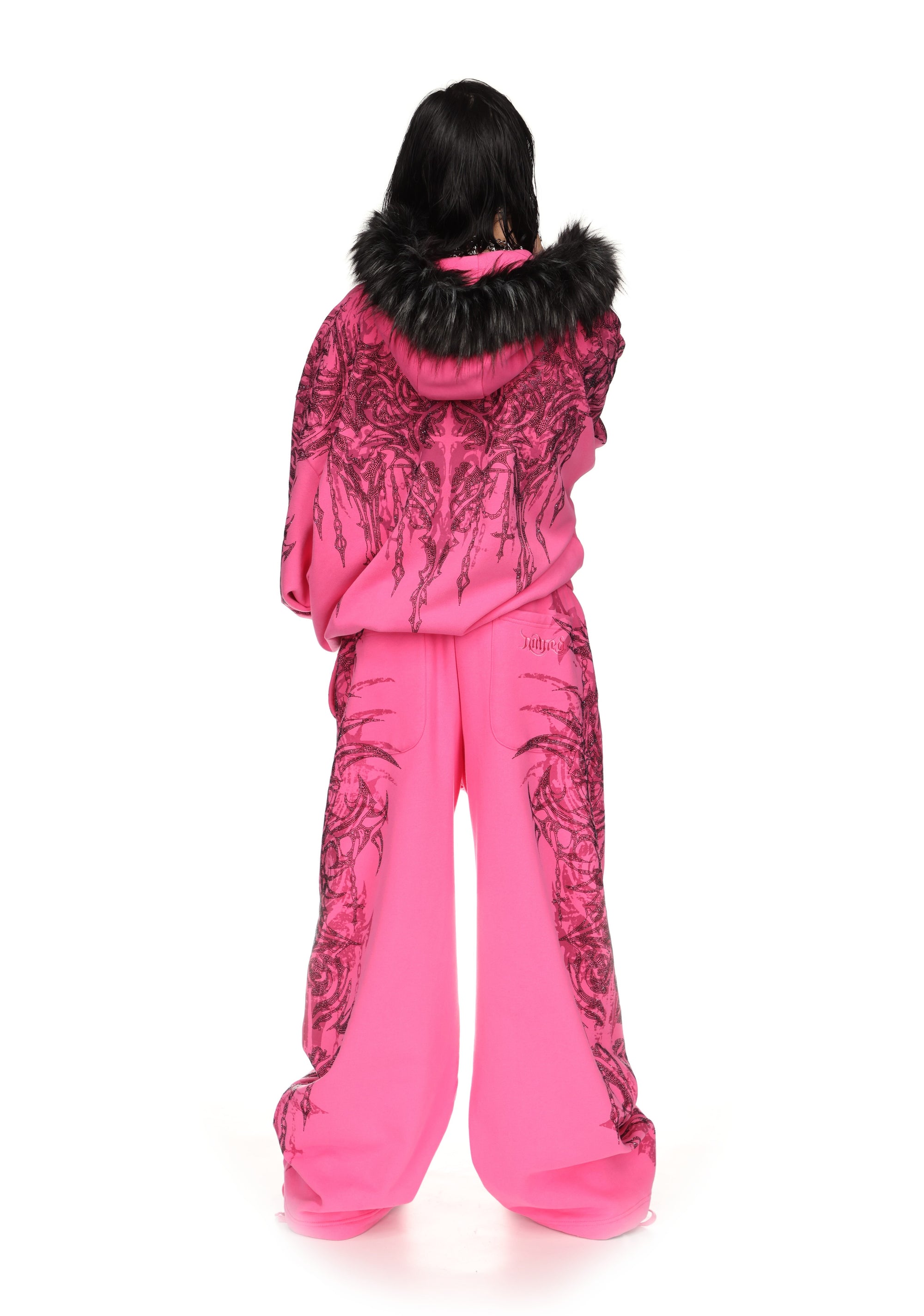 INFATUATION RHINESTONE OVERSIZED SWEATPANTS HOT PINK