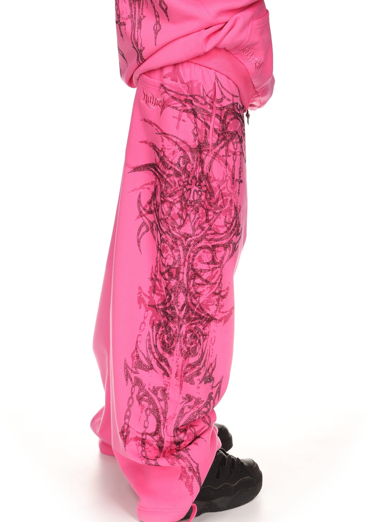 INFATUATION RHINESTONE OVERSIZED SWEATPANTS HOT PINK
