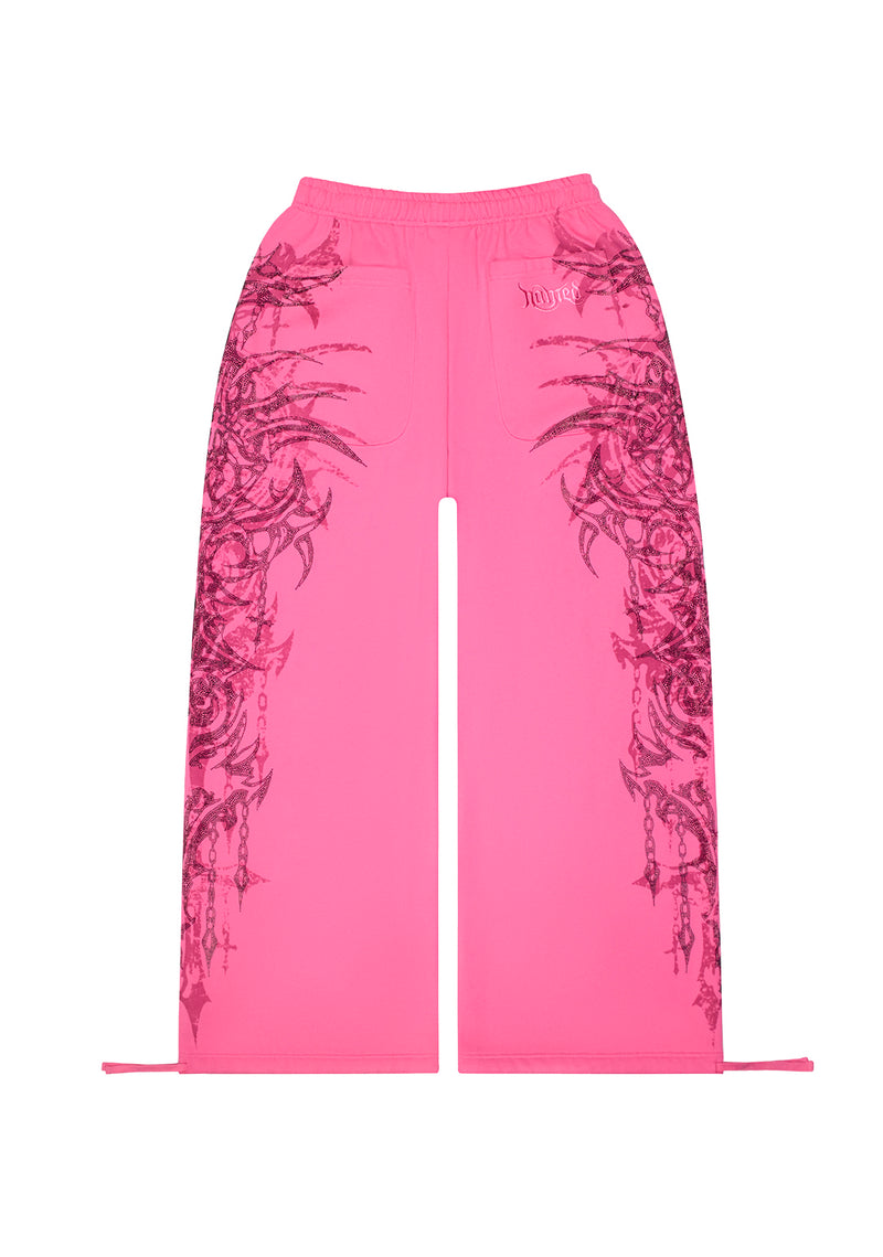 INFATUATION RHINESTONE OVERSIZED SWEATPANTS HOT PINK