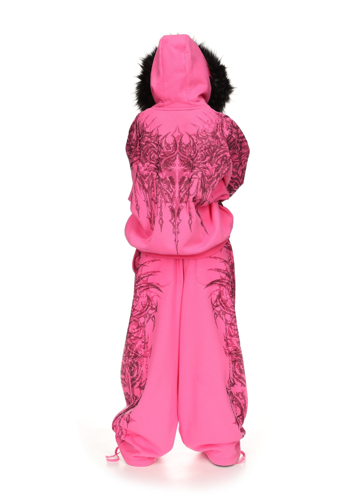 INFATUATION RHINESTONE ZIP HOODIE HOT PINK