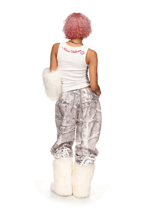 KISSES RHINESTONE RIBBED TANK WHITE