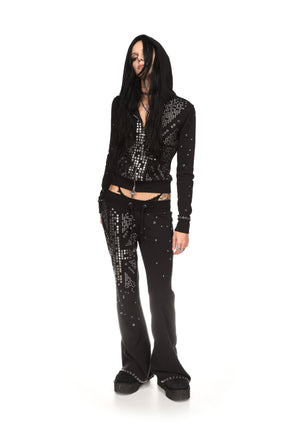 KNIGHT STUDDED FITTED HOODIE BLACK